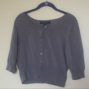 Grey crop button up Ashley Stewart sweater